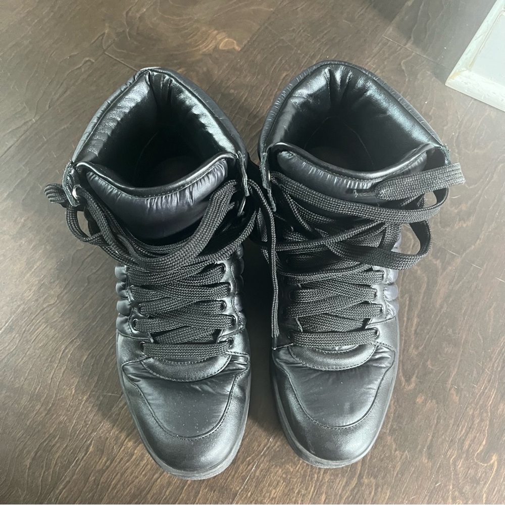 Gucci Hudson Black Leather Quilted High Top Sneakers Men’s US Size 8 322762